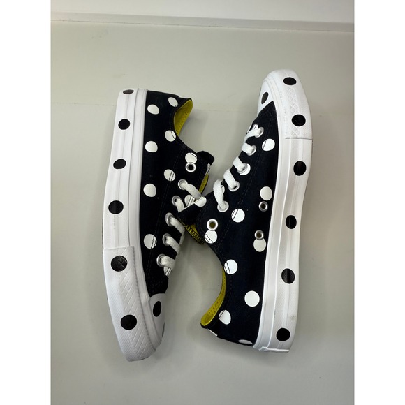 Converse All Star Ox Polka Dot Navy White Yellow 560628F Womens 8.5 New - Picture 4 of 7